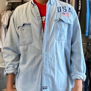 Vintage 90s collesium blues denim button up